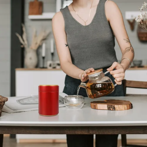 Vista 3 de Hemoton Latas de té para café, té, azúcar, lata de té con tapas herméticas, recipiente para suelto y bolsas para almacenamiento de azúcar de café