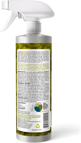 Vista 2 de Eliminador de plagas de cama Ecoraider en aerosol, 16 onzas, verde + no tóxico, mata 100% con protección extendida
