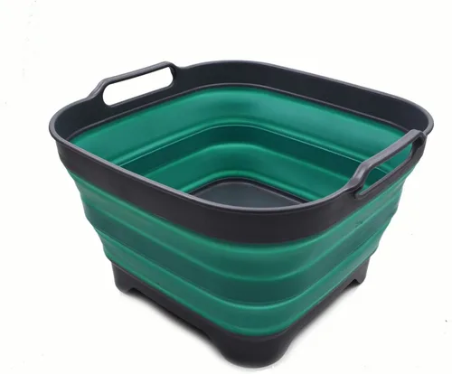 Vista 11 de SAMMART Sartén plegable de 2.64 galones con tapón de drenaje, lavabo plegable, tina portátil para lavar platos, bandeja de almacenamiento de cocina