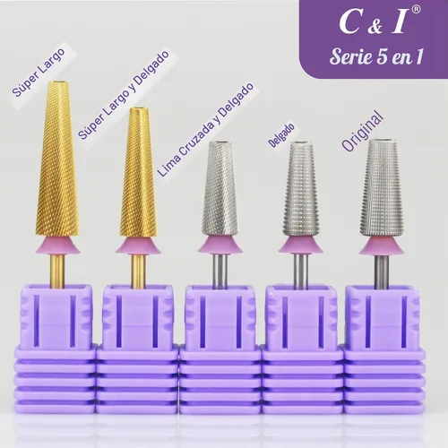 Vista 7 de C&I - Broca de uñas 5 en 1, súper larga, delgada, Efile, broca profesional para uñas de extensión, polvo acrílico, gel duro, removedor de cutículas