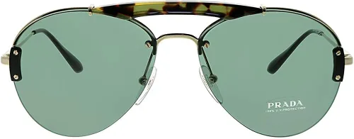 Vista 2 de Prada PR 62US 09R254 - Lentes de sol de metal dorado pálido estilo piloto color verde claro
