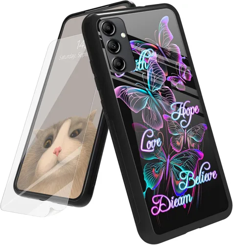 Vista 36 de Funda para Samsung Galaxy A12 5G con protector de pantalla, parte trasera de vidrio templado + TPU de silicona suave que absorbe los golpes