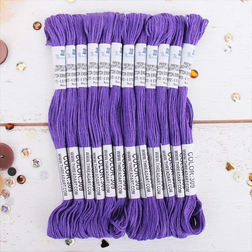 Vista 44 de 12 madejas ThreadArt Premium de hilo de bordar de algodón egipcio de fibra larga Gris antiguo 6 hilos divisibles de 8.75 yardas cada uno