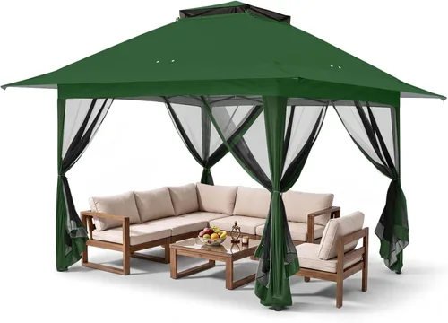 Vista 11 de EAGLE PEAK - Cenador desplegable de 13 x 13 pulgadas con mosquitera, toldo mosquitero fácil de instalar para patio y patio trasero, kiosco al aire