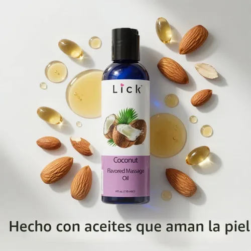 Vista 9 de Aceite de masaje con sabor a coco, aceite de masaje comestible tropical con aceite de almendras dulces y vitamina E, fórmula hidratante segura
