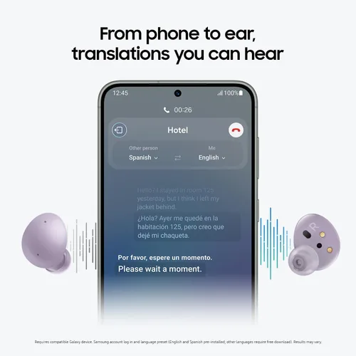 Vista 3 de Samsung Galaxy Buds 2 auriculares inalámbricos con cancelación de ruido, sonido ambiental, con Bluetooth, ligeros y cómodos, con control táctil