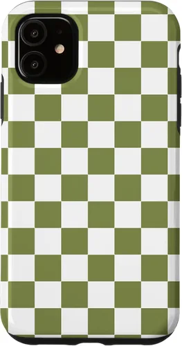 Vista 8 de Funda para iPhone 17 con diseño de cuadros verde oliva estético retro