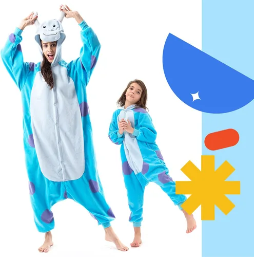 Vista 2 de Beauty Shine Kids Onesie Unisex Child Animal Costume Sleepwear Jumpsuit Christmas Halloween Cosplay Pajamas