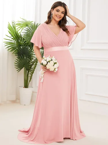 Vista 3 de Ever-Pretty 09890 Maxi vestido de fiesta de noche con cuello en V doble para mujer