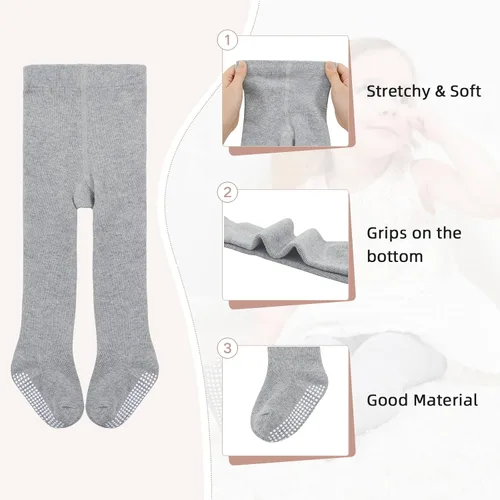 Vista 2 de American Trends Medias de bebé con agarre antideslizante, calcetines para recién nacidos, leggings ultra suaves