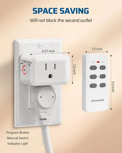 Vista 7 de DEWENWILS Toma de corriente inalámbrica, interruptor de salida eléctrico programable y expandible, interruptor de luz remoto inalámbrico, rango