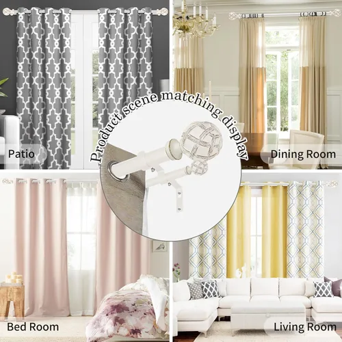 Vista 8 de Ycolnaefllr - Barra de cortina doble blanca de 28 a 48 pulgadas, resistente y ajustable Weathered White