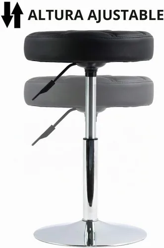 Vista 5 de FURWOO Taburete corto redondo de piel sintética – Taburete acolchado para salón, spa, manicura y tocador - pequeño negro
