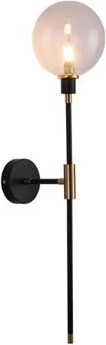 Vista 10 de KCO Apliques de pared con enchufe de 1 luz, cable de interruptor de encendido/apagado, lámpara de pared moderna negra con brazo largo de globo