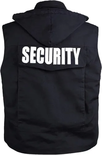 Vista 4 de BACKBONE Chaleco de seguridad unisex para hombre y mujer uniforme con bordado de SEGURIDAD - Negro