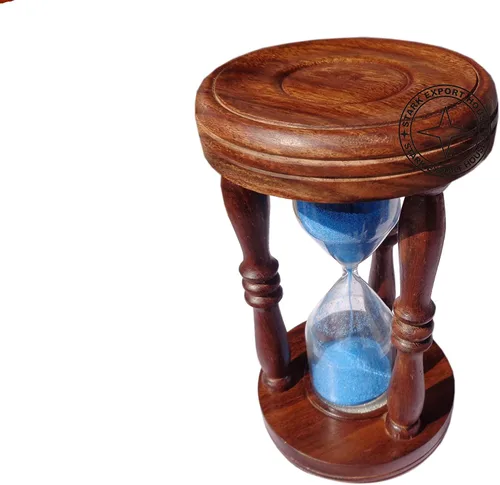 Vista 2 de Madera y latón arena temporizador hora vidrio arena vidrio reloj 7 pulgadas mejor para regalo artículo