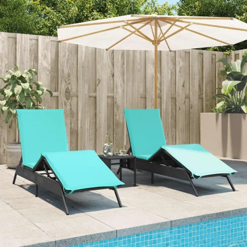 Vista 10 de Brown PE Rattan Sun Lounger Set, Adjustable Backrest, Powder-Coated Steel Frame, Plush Cushions, for Patio Garden Poolside