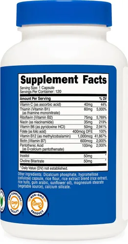 Vista 5 de Complejo de vitamina B de 0,015 oz, 240 cápsulas, con Vitamina C, complejo energético, 1 botella, 1