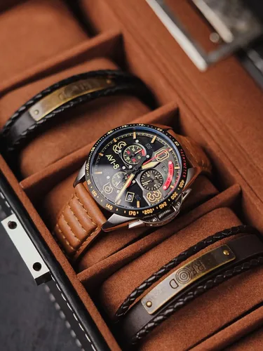 Vista 8 de AVI-8 P-51 Mustang Blakeslee Chrono Negro Marrón