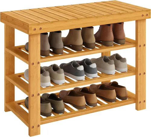 Vista 9 de SONGMICS Zapatero con asiento acolchado tapizado, estante de almacenamiento, organizador de zapatos, soporta hasta 350 libras, ideal para entrada