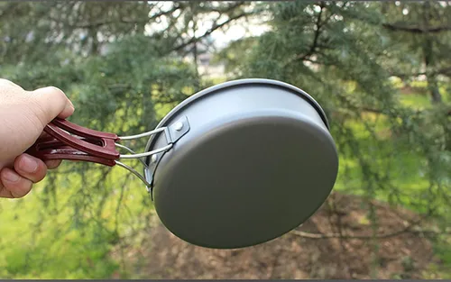 Vista 4 de Sartén mediana antiadherente de aleación de aluminio con mango plegable para acampar al aire libre picnic senderismo