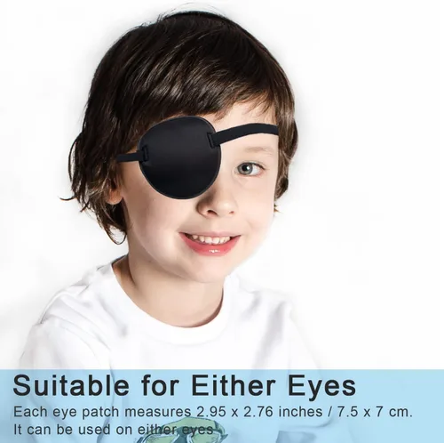 Vista 6 de 2 parches oculares, parches oculares médicos para adultos, parche ocular ajustable 3D, parches oculares suaves para ambliopía u ojo vago, válidos