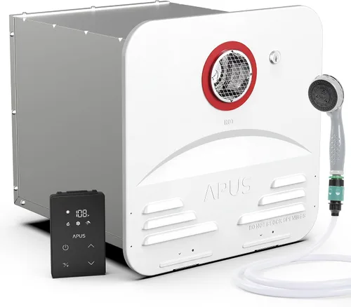 Vista 16 de APUS - Calentador de agua sin tanque para RV, propano, 68,000 BTU, puerta Blanco