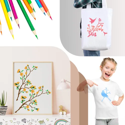 Vista 5 de Juego de 20 plantillas reutilizables para estarcir, plantillas de primavera e invierno, de Navidad, para pintar sobre pared de madera, decoración