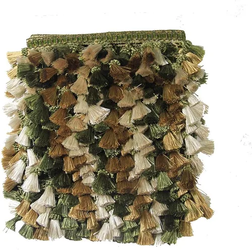 Vista 3 de Borlas de flecos de borla hechas a mano de 6.5 yardas, 3.1 in de diámetro, borlas para tejer a mano, adornos para bricolaje, decoración, mantel