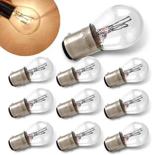 Vista 8 de 10 piezas de bombilla 1157, bombilla doble de luz de freno trasera alta y baja, bombillas P21/5W S25 2057 2357 7528 BAY15D, luces de estacionamiento