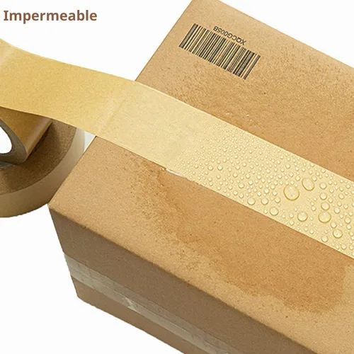 Vista 8 de TooCust Cinta de papel kraft autoadhesiva, 2 pulgadas x 55 yardas, cinta de papel marrón, cinta de embalaje marrón, cinta de embalaje de papel