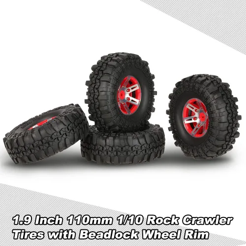 Vista 5 de Goolsky 4 neumáticos AUSTAR AX-4020A de 1.9 pulgadas 4.331 in 1/10 Rock Crawler con llantas de aleación Beadlock para D90 SCX10 AXAIL RC4WD TF2 RC