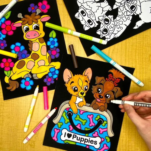 Vista 3 de Paquete de 18 pósteres para colorear difusos (edición de animales lindos), kit de arte y manualidades para niños, niñas y niños, perfecto para niños