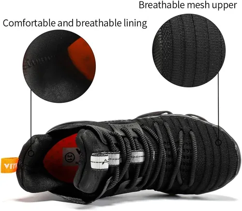 Vista 2 de VITUOFLY Zapatos de baloncesto para niños, con cámara de aire, para niñas, con aros de media parte superior, antideslizantes, para deportes al aire