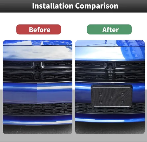Vista 5 de CheroCar Compatible con 2015-2025 Dodge Charger Soporte de Montaje de Placa de Matrícula Delantera Marco de Soporte de Placa de Matrícula Porta