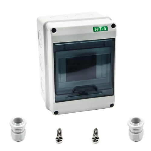 Vista 9 de Fielect Caja de protección de distribución MCB de 2 vías con riel DIN, caja eléctrica de disyuntor de plástico ABS y cubierta transparente IP65