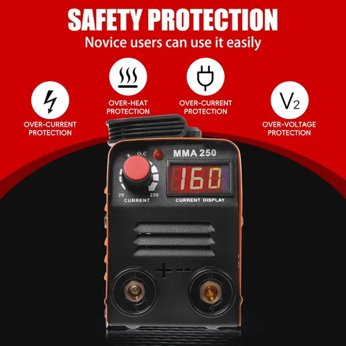 Vista 7 de Mini Máquina de Soldadura Portátil, MMA 250A 110V Soldador de Palo, Máquina de Soldadura IGBT Inversora, Arranque en Caliente, Fuerza de Arco