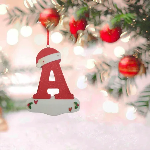 Vista 5 de Adornos de Navidad personalizados de 26 letras, mesa de decoración navideña para interiores (A)