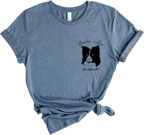 Vista 8 de Border Collie Mama T-Shirt Women Border Collie Dog Mom Owner Gift T-Shirt New Puppy Adoption Graphic Tees Top White