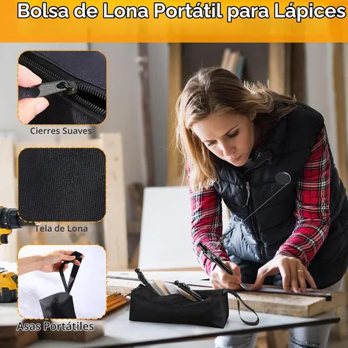 Vista 6 de 3 lápices de carpintero con soporte retráctil, 36 recambios y sacapuntas