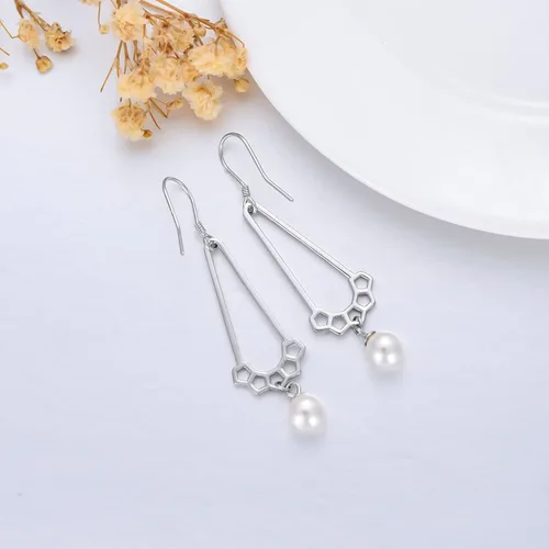 Vista 3 de Blue OpalTurquoisePearlMoonTeardropCompassDaisyLeafCircle Dangle Drop Earrings for Women 925 Sterling Silver Earrings Birthday Christmas Gift