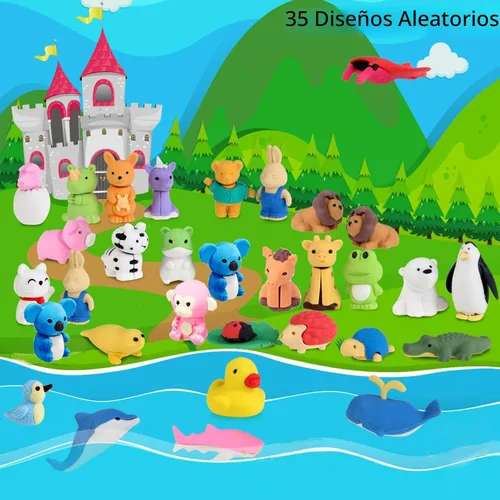 Vista 2 de URSKYTOUS 35 borradores de animales de escritorio para niños, borradores de lápices de animales, juguetes de borrador a granel, regalos para premios