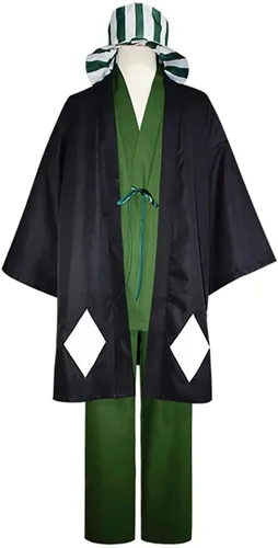 Vista 2 de Men Costume Outfit Kimono Uniform Cloak Anime Full Set With Hat Suit Urahara Kisuke