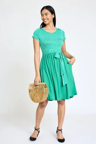 Vista 2 de Eloges - Vestido midi de manga corta en contraste para mujer con bolsillos S-3X Plus