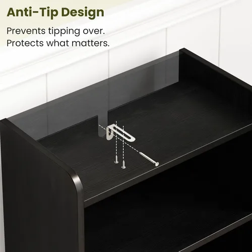 Vista 7 de Gabinete de almacenamiento de baño pequeño con 2 puertas y estante Negro