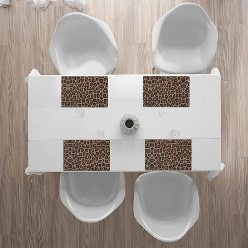 Vista 7 de Rectangular Placemats Set of 4, Heat Resistant Big Leopard Printed Kitchen Dining Table Mats