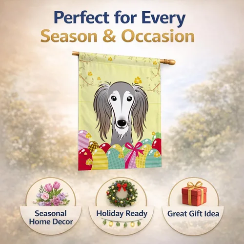 Vista 202 de Caroline's Treasures BB1923GF Bandera decorativa para jardín con diseño de Border Collie, para caza de huevos de Pascua, para jardín, jardín, patio