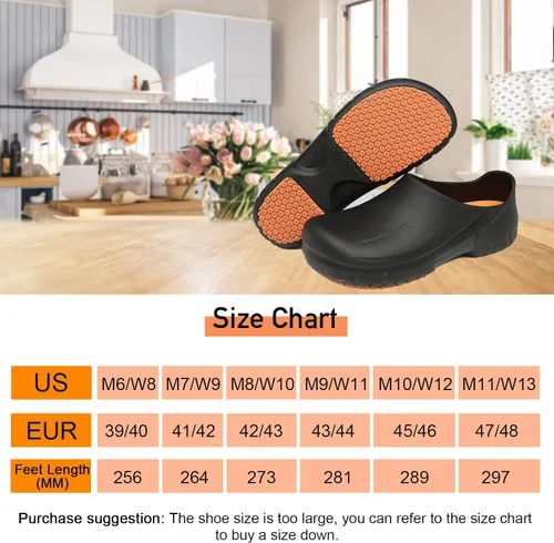 Vista 2 de Zapatos de chef para hombre, zapatos para cocina, zapatos de trabajo antideslizantes para mujer, zuecos cómodos para enfermera, zapatos de cocodrilo
