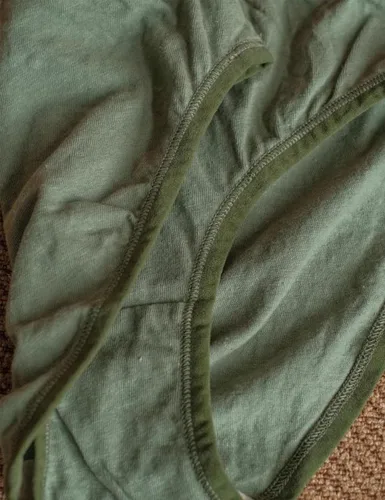 Vista 4 de UPGENT Ropa interior de lino de algodón para mujer, cintura media, secado rápido, transpirable, ropa interior de viaje de lino suave, Verde_Large