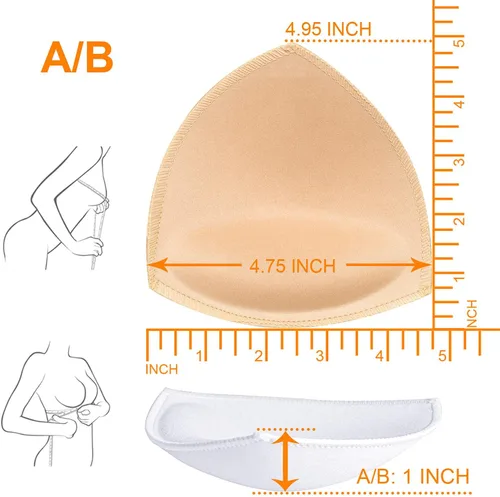 Vista 2 de 5 pares de las mujeres triángulo sujetador almohadillas insertos extraíble push up sujetador deportivo copas reemplazos para bikini top traje de baño